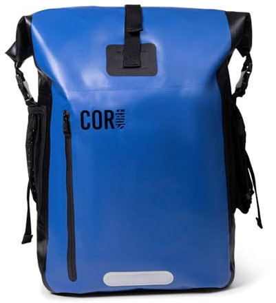 COR Surf Waterproof Backpack - Roll Top Dry bag Rucksack with Padded Laptop Sleeve, Welded Seams and Ergonomic Shoulder Pads, Ideal for Boating, Hiking, Kayaking, Commuting (25L, Dark Blue)