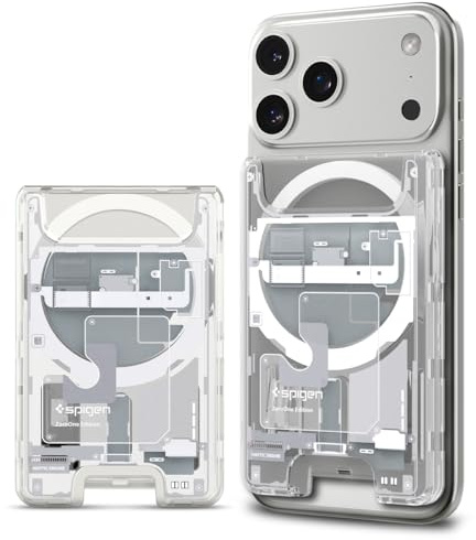 Spigen Ultra Hybrid MagFit ZeroOne V1 Wallet für MagSafe & Pixelsnap | Magnet Wallet im Teardown-Design mit hochwertiger PC Schale, einfachem Kartenzugriff und Platz für 3 Karten - Zero One Weiß