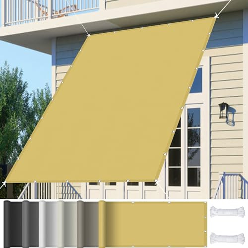 Tenda a Vela Parasole Rettangolare 3 x 4 m Impermeabile, Rettangolare Vela Ombreggiante Parasole con Occhielli PES Protezione UV 98% per Giardino Esterno terrazza, Color Crema