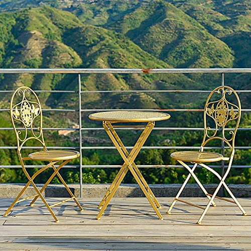 CAFIEDR Klapptische und -stühle, nordischer Couchtisch für den Außenbereich, einfacher tragbarer Kleiner runder Tisch im Eisenkunststil für den Balkon/die Terrasse/den Garten zu Hause