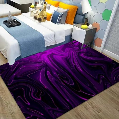 3D Marmorflüssigkeit Lila 180 X 280 cm Kinder Jugendliche Jungen Teppich Schlafzimmer Dekoration Kinderzimmer Wohnzimmer, Krabbelmatte Modern Weichem Flanell Kinderteppiche -5V9C6W9