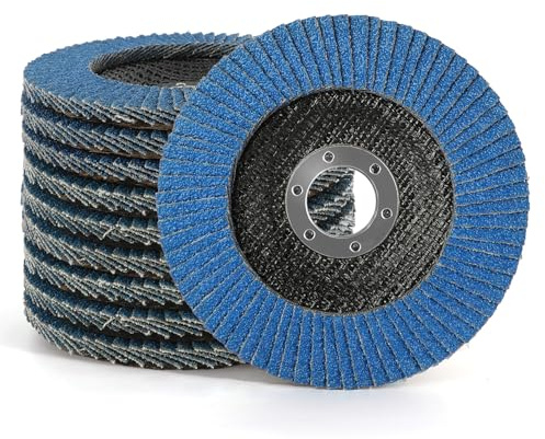 Kcmell Flap Discs 115mm, 10 Pack 120 Grit Zirconia Grinding Discs 4.5 Inch Angle Grinder Sanding Discs for Polishing Grinding Metal Wood Stainless Steel