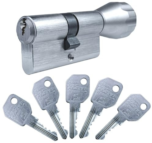 EVVA FPS Knaufzylinder 51/41K | hochwertiger Schließzylinder Profil-Zylinder mit Rund-Knauf | Bohrschutz | Marken-Qualität | Patentschutz bis 2041 | inkl. 5 Schlüssel und Sicherungskarte