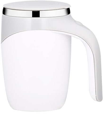 VALINK Automatic Magnetic Stirring Coffee Mug, USB Rechargeable Self Stirring Mug 380ml Stainless Steel Electric Mixing Cup for Coffee, Tea, Milk White