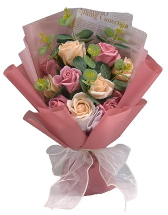 GMBYLBY Ramos Flores Artificiales Pétalos Jabón Flores Ramos Rosas Realistas para Navidad Día Valentín Regalo del Día Madre
