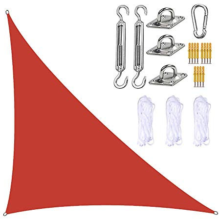 Toldo de vela para patio al aire libre, 16.4 pies x 16.4 pies x 19 pies, impermeable, con bloqueo UV, con accesorios, 3 cuerdas incluidas, ideal para jardín, patio trasero, jacuzzi