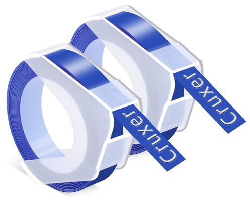 Cruxer 2er-Packung Kompatibel für Dymo 3D S0898140 520106 Blau Kunststoff Prägebändern Bänder, 9mm x 3m Schriftband Ersatz für 814580 1595GY 18577 20008CP Motex E-101 E-303 Beschriftungsger