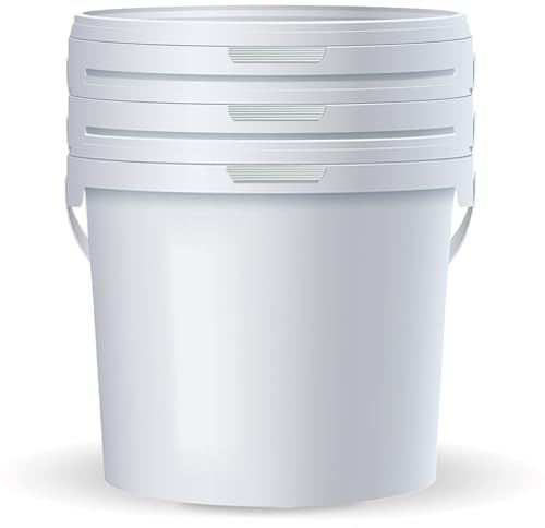 POSH Eimer 10L - Behälter mit Deckel, Lebensmittelecht, Weiß, 3 Stück | Für drei Vorräte im Regal, stapelbar, geruchsneutral, lichtundurchlässig, für Mehl, Reis, Futter und Umzug
