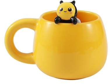 I-TOTAL® - Tasse en céramique avec animal en céramique sur le bord, tasse à thé ou café (BEE)