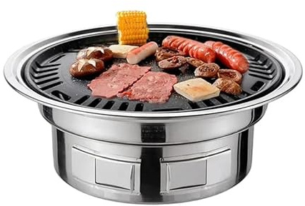Kolgrill, non-stick koreansk grillgrill, bärbar kolspis i rostfritt stål för hemmafest utomhus camping