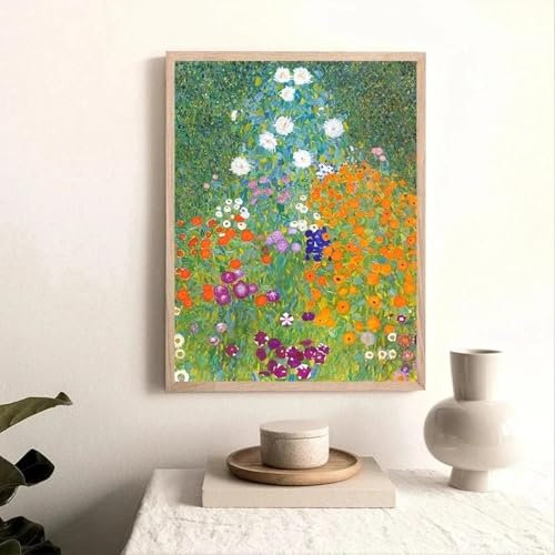 lianyibo Gustav Klimt, klassische abstrakte Figur, Pflanzen, Blumen, Poster und Leinwanddruck, Wandkunstbild für Raumdekoration, 50 x 75 cm, rahmenlos