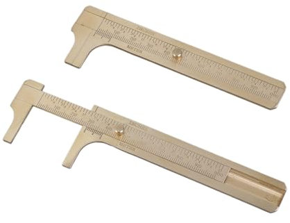 Pack Of 2 Small Brass Calipers Easy Carry Measuring Tool Hand Brass Vernier Calipers With Clear Scale For Rings & Jewelry