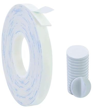 1 cinta adhesiva blanca de doble cara, cinta adhesiva de espuma de doble cara con 15 pegatinas redondas de doble cara, resistente al agua, cinta de espuma fuerte para casa, oficina, manualidades