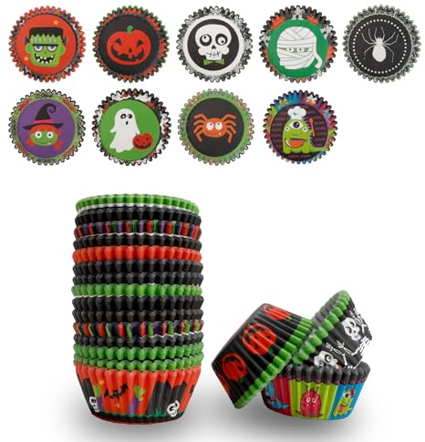 450 Stück Halloween Papier Cupcake Liner,Halloween Thema Muffin Papier Liner,Party Supplies,Kuchen Dekoration Für Party, Hochzeit,Geburtstag(9 Designs)