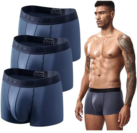 JOCKMAIL Herren Boxershorts 3er Pack, Modal Unterwäsche mit 3D U-Convex Beutel Atmungsaktive Trunks Anti Rutsch Komfortabel