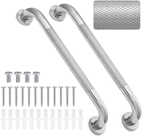 2 Pack Grab Bar Rail, 16inch 304 Stainless Steel Non-Slip Bathroom Grab Rail, Non-Slip Disability Auxiliary Handle, Safety Handle for Bedroom Bathtub