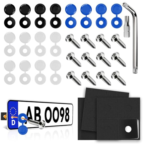12 Pezzi Viti Targa Auto, M5 x 20 mm, Acciaio Inox, Kit Completo di Fissaggio Targa, per Targhe Auto e Moto