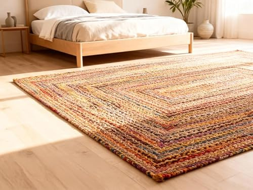 Craft Trade Braided Rectangle Chindi Area Rug 5x8 ft - Multicolor Rag Rug