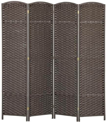 HOMCOM 4 Panel Folding Room Divider, Freestanding Privacy Screen for Living Room, Bedroom and Office, 160 x 170cm, Brown