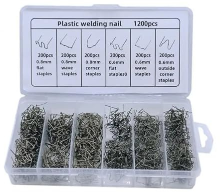pistola de soldagem de plástico Máquina de reparación de plástico (3000/1200/600 piezas), soldadora, grapadora caliente, parachoques, guardabarros, soldadora, kit de grapas(Grey 1200pcs)