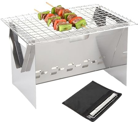 Tragbarer Grill | faltbare für die Küche im Freien mit Tragetasche – tragbarer Campinggrill – zum Kochen & Picknick & & Wandern & Tailgating & und Terrasse