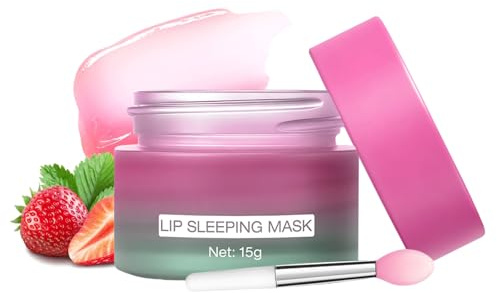 Lip Mask,Overnight Lip Sleeping Mask,Intensive Jelly Lip Care Lip Moisturiser with Strawberry Flavour,Gentle Lip Repair,Deep Hydration Lip Moisturiser for Dry Chapped Lips Treatment Lip Lines