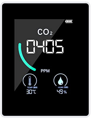 KIMISS CO2-Qualitätsmessgerät für den Innenbereich, CO2-Messgerät mit Wärmeableitungsloch, Halbleiter-Induktions-LCD-Display, Echtzeit-Ablesung von Temperatur und Luftfeuchtigkeit, Bereich 400–5000