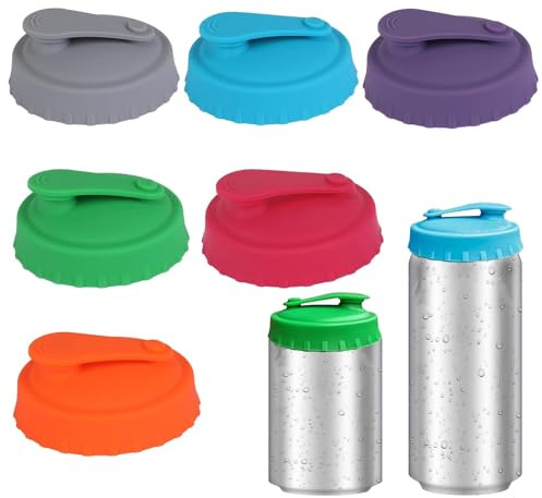 6 Pcs Silicone Can Lids, Reusable Drink Can Covers for Fizzy Drinks | Compact silicone can lids for drink protection, ideal for home and picnics, lightweight with reusable design.
