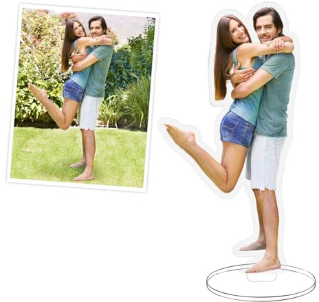 Personalisierte Figuren mit Foto - Acryl Foto Statue Plaque Zeichen Custom Figuren Aufsteller Bilderrahmen Selbst Gestalten 2D Statue Fotogeschenke für Geburtstag Jahrestag Hochzeitstag Valentinstag
