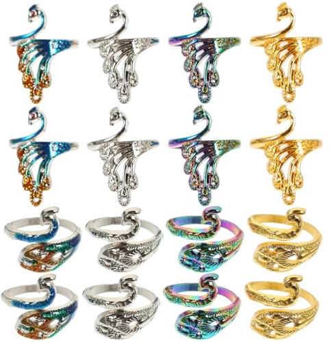 PRETYZOOM Anillos de Crochet Decorativos y Anillos para Tejer, 16 Piezas Útiles para Mantener Tensión del Hilo y Proteger Dedos en Proyectos de Tejido y Manualidades