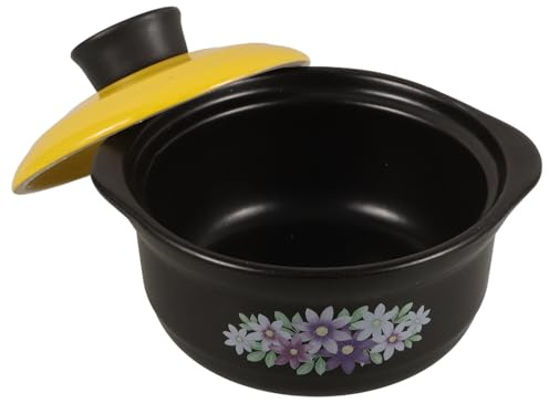 RUNROTOO Olla Diseño Tradicional Multicolor de Barro Casera de 1,3 Litros, Cazuela de Cocina sin Recubrimiento, Resistente al Calor y Antiquemaduras para Uso Doméstico y Comercial