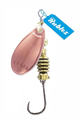 Rublex - Pack de 5 Cucharillas de Pesca Celta-3 Cobre | Cebo Artificial de Pesca con Anzuelo Simple Sin Muerte y Sistema Quita-Vueltas, Color Cobre, 5gr