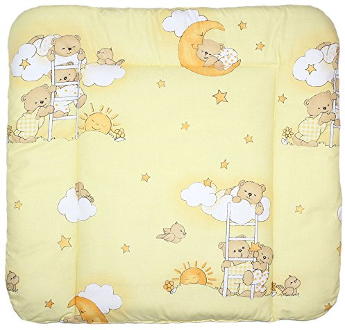 Baby Auflage Wickelauflage - BÄRCHEN AUF LEITERN GELB - 70x50 cm 70x70 cm 70x85 cm Wickeltischauflage 70x50 cm