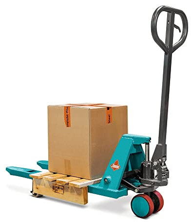 Ameise Mini-Hubwagen PTM | 500 kg Tragkraft | 800 mm Gabellänge | Lenkrad aus robustem Polyurethan | Einfach-Gabelrollen aus verschleißarmen Nylon | besonders kurz | Palettenhubwagen