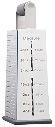 MasterClass 5-in-1 Cheese Grater / Food Slicer / Lemon Zester Tool with Measurement Markings, Stainless Steel, 11 x 8 x 24 cm
