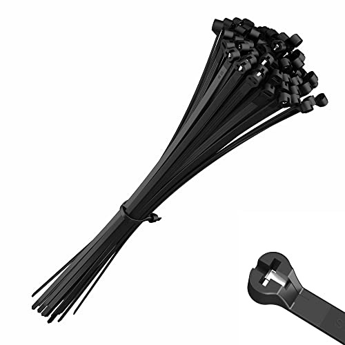 intervisio Cable Ties with Metal Tooth Stainless Steel Locking Device 11” X 0.19“, Zip Ties UV Resistant, Black, Tensile Strenght 80 lbs, 100 Pieces
