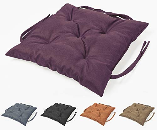 sunnypillow Stuhlkissen Outdoor, Indoor - 40 x 40 x 12 cm - Auflage für Stühle, Bänke in Haus und Garten - Sitzkissen für Paletten - Stuhlauflage, Gartenkissen für Gartenmöbel - Kissen Violett