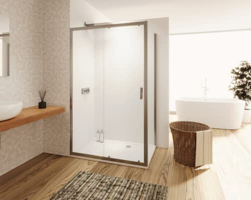 Box Doccia Angolare 80x120cm con Apertura Scorrevole da 120cm e Parete Fissa da 80cm con Vetro Temperato Trasparente da 6mm Antinfortunistico con Trattamento Anticalcare Altezza 190cm