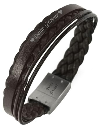 COWstyle Lederarmband Herren mit Gravur - Personalisierbar mit Namen oder Datum - in braun oder schwarz - Geschenk zum Valentinstag - Männerarmband für Papa