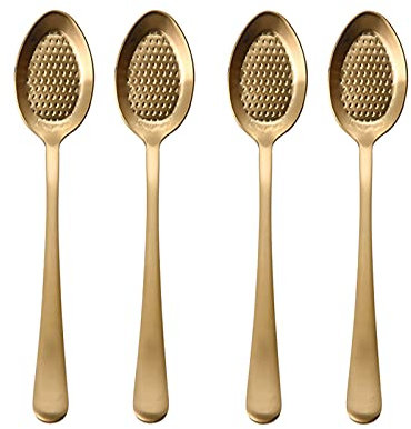 Ensemble de Cuillères en Vrac Cuillère de café créatif cuillère en acier inoxydable en acier inoxydable plaqué or, cuillères d'agitation de glace, cuillère en yogourt poignée courte (doré / 4 pièces)