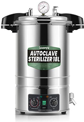 Huanyu 18L Autoclave Sterilizer Temperature & Time Adjustable Steam Autoclave Laboratory Electric Autoclaves High Pressure Steam Sterilizer for Sterilization and Laboratory Teaching