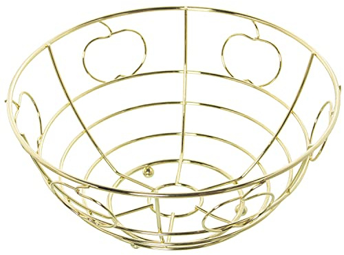 Frutero Redondo con Manzanas de Metal Dorado 24x12cm