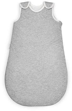 Ehrenkind® Ganzjahres-Schlafsack Rund mit Wollfüllung | 100% Bio-Baumwolle mit 100% Wolle Füllung Baby-Schlafsack | OEKO-TEX | Hellgrau Melange 62/68