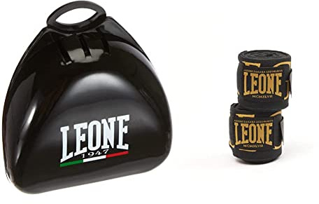 LEONE 1947 Paradenti Breath Guard, Unisex – Adulto, Nero, One Sizeca & AB705, Bendaggi Legionarivs Unisex-Adulto, Nero/Oro, 3.5