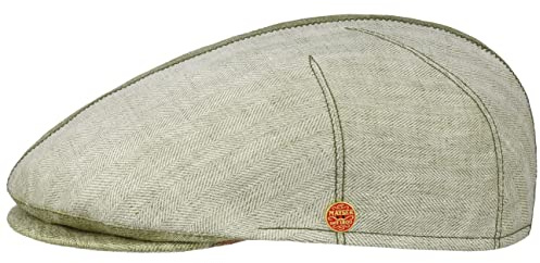 Mayser Jasper Twotone Flatcap Fischgrat Made in EU Herren Frühling Sommer grün 58 cm