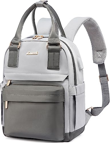 LOVEVOOK Mochila pequeña y elegante para mujer, resistente al agua, bolso de mano 2 en 1 con puerto de carga USB, minibolsillo, para ocio, escuela, viajes, trabajo, 11 pulgadas, Casual