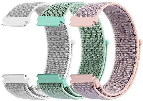 Vancle 3Pack für 20mm Armband Nylon Uhrenarmband mit Schnellverschluss Geeignet Ersatzarmband 20mm für Damen Herren