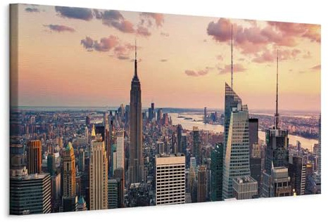 B&D XXL - Akustikbild Skyline City Stadt, Schallschutz, Wohnzimmer, Büro | Verbessert Raumakustik, reduziert Hall, ideal fürs Büro oder Wohnzimmer, hochwertige Verarbeitung, schnelle Montage, stilvoll