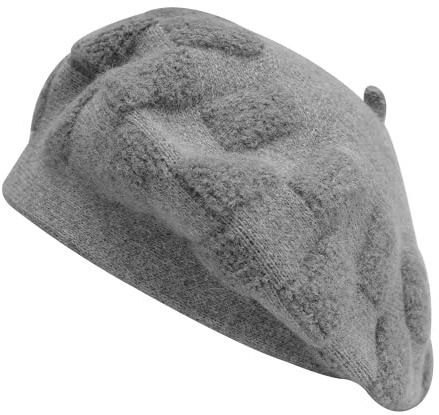 ZLYC Französische Baskenmütze, wendbar, einfarbig, Kaschmir, warme Mütze für Damen und Mädchen