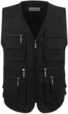 Men's Poplin Outdoors Travel Sports Multi-Pockets Work Fishing Vest